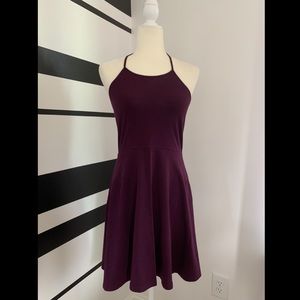 Express plum jersey knit halter summer dress